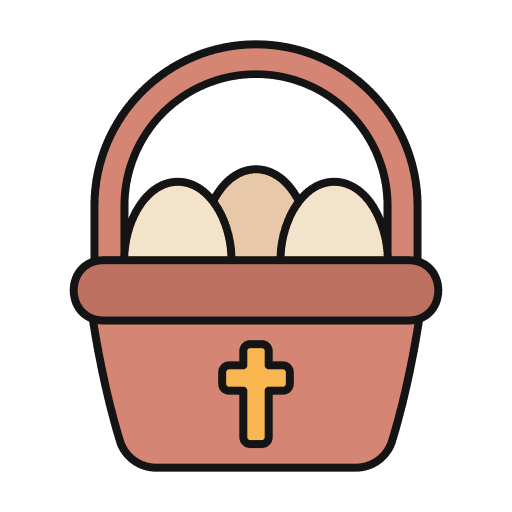 Easter egg basket easter decoration icon Easter egg basket easter decoration icon