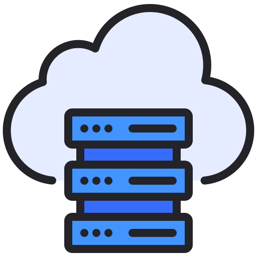 Cloud server dedicated hosting multimedia icon