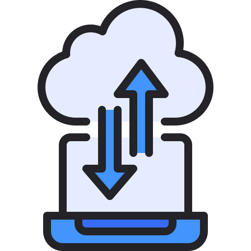 Laptop cloud storage files and folders computer icon Laptop cloud storage files and folders computer icon