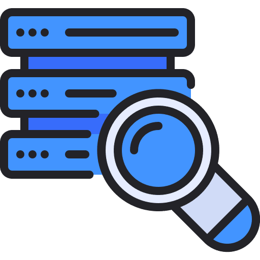 Server networking loupe electronics icon Server networking loupe electronics icon