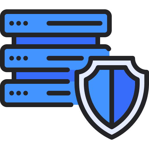Server security data quality shield icon Server security data quality shield icon
