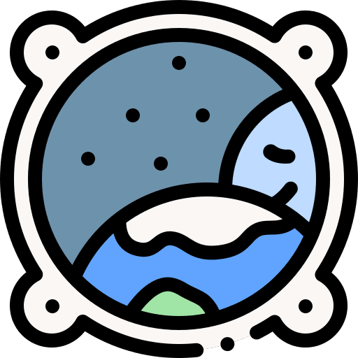 Porthole moon spaceship rocket icon Porthole moon spaceship rocket icon
