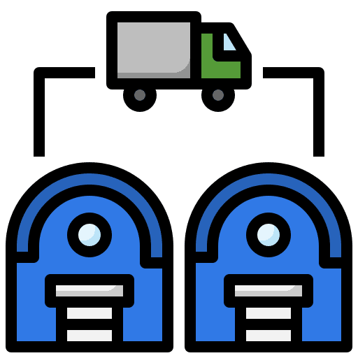 Distribution manufacture shipping and delivery transportation icon