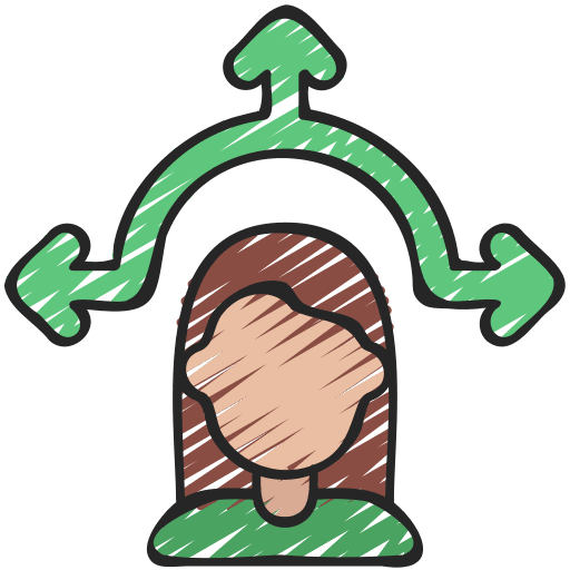 Decision making person arrows manager icon