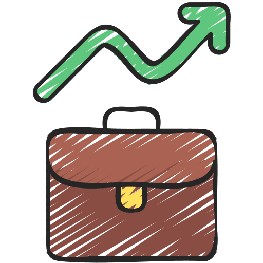 Profit growth briefcase graph profit growth icon