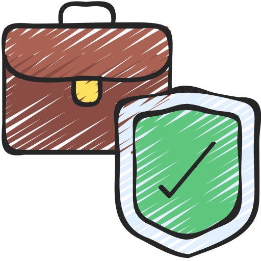 Security shield briefcase baggage security icon