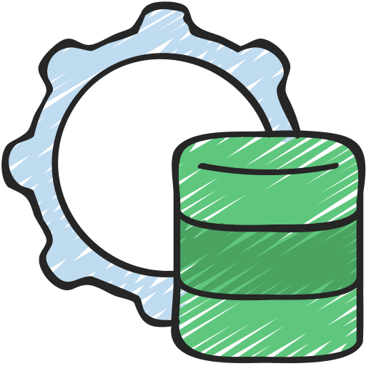 Database management database management business and finance cog icon
