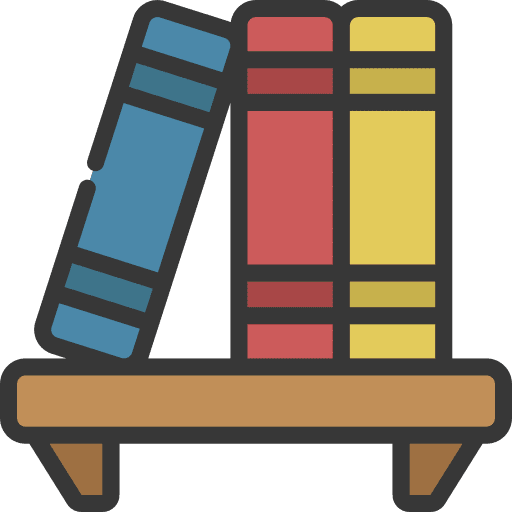 Bookshelf education bookcase learn icon