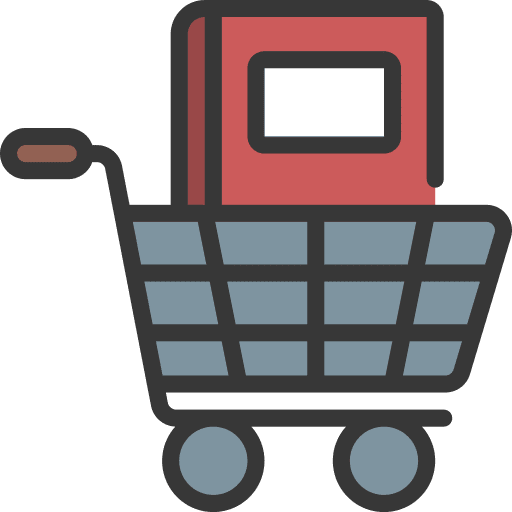 Bookstore buy shopping cart bookshop icon