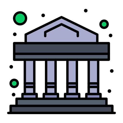 Bank bank architecture and city buildings icon