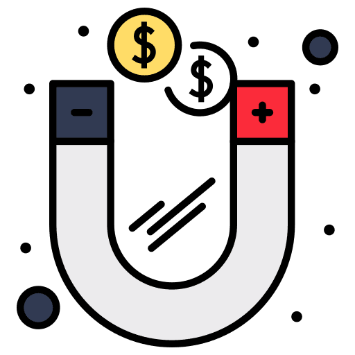 Magnet business and finance dollar magnet icon