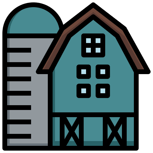 Barn warehouse farm building icon Barn warehouse farm building icon