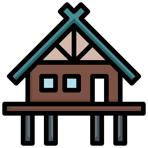 Bungalow wooden house wood cabin real estate icon