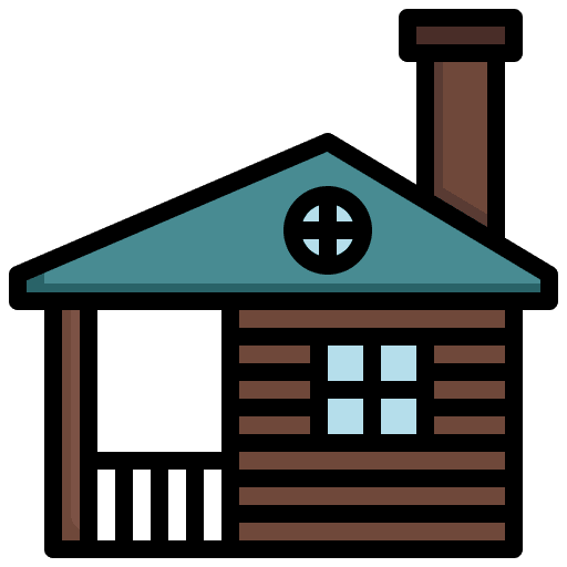 Cabin snow architecture and city ornament icon