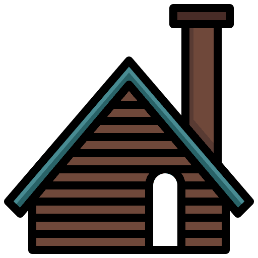 Wood cabin lodge architecture and city residential icon