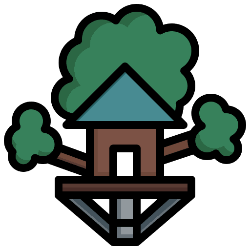 Tree house architecture and city real estate scenery icon Tree house architecture and city real estate scenery icon