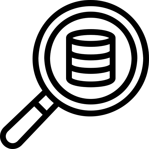 Magnifying glass scanning search loupe icon
