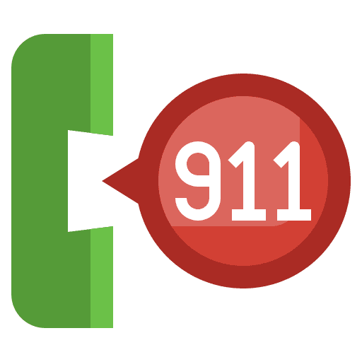 Emergency 911 telephone call time and date icon Emergency 911 telephone call time and date icon