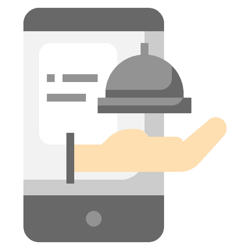 Food delivery time and date smartphone food and restaurant icon