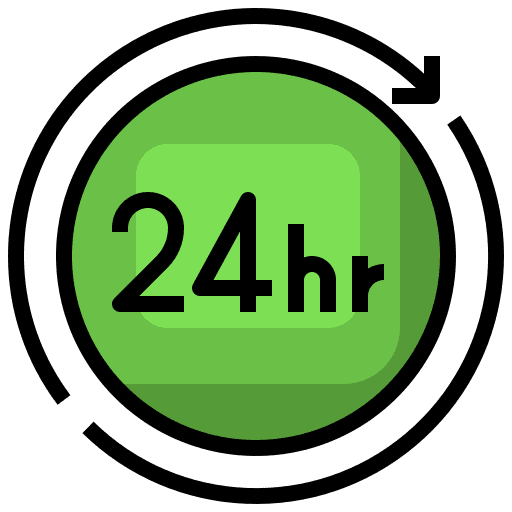 24 hours info time and date customer service icon