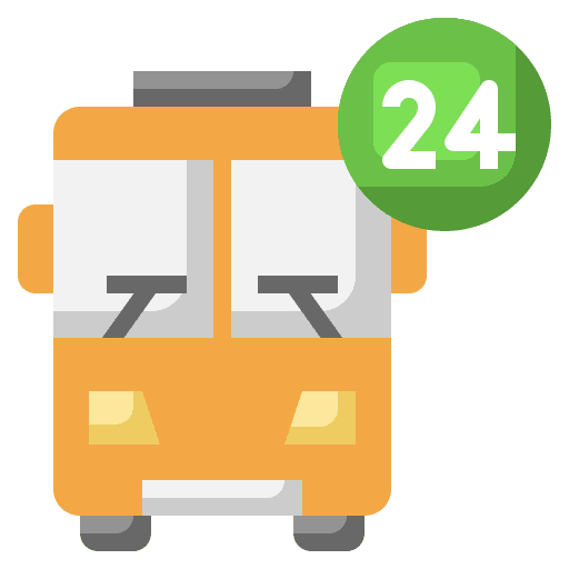 Bus 24 transport open 24 hours icon Bus 24 transport open 24 hours icon