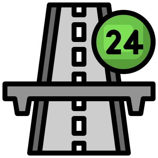 Motorway architecture and city motorway help icon