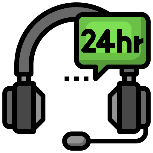 Online support 24 hours online support headphone icon Online support 24 hours online support headphone icon