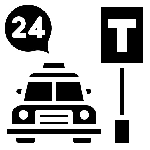 Taxi service signaling 24 hours icon