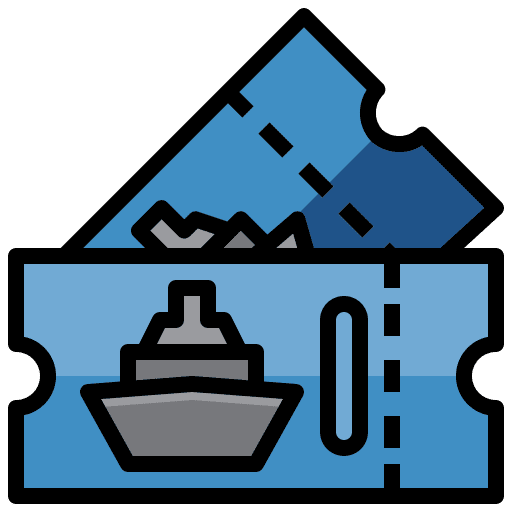 Ticket validating ticket boat access icon