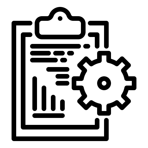 Service construction and tools clipboard gear icon