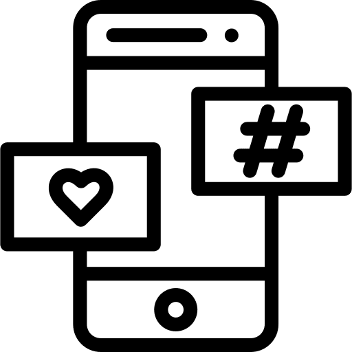 Social media phone hashtag smartphone icon