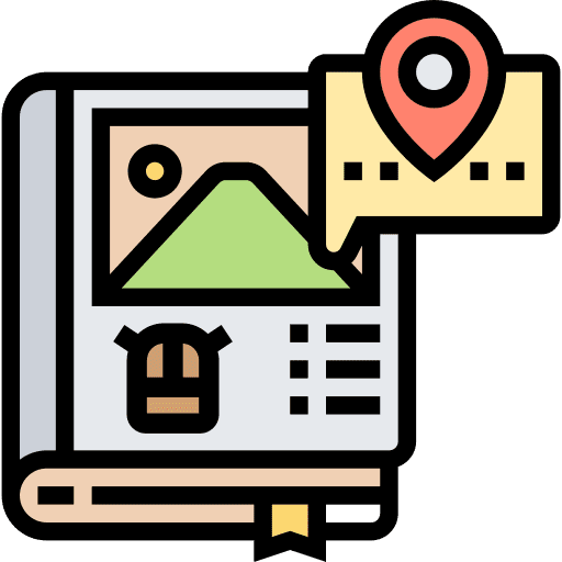 Guide book maps and location route guide book icon