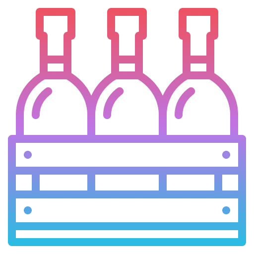 Wine bottles pack wooden box container icon