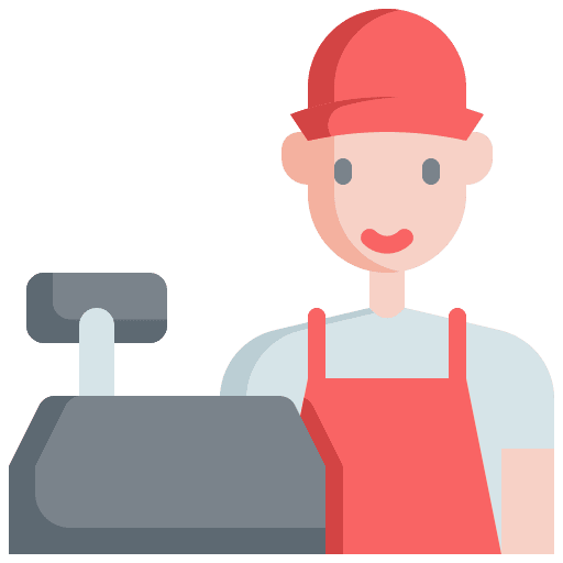 Cashier man avatar cashier machine icon Cashier man avatar cashier machine icon