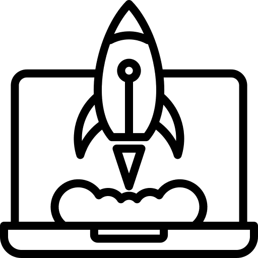 Rocket business and finance startup rocket launch icon