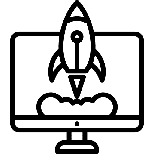 Rocket seo screen marketing icon