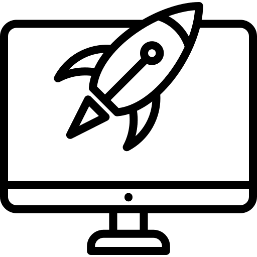 Start up screen computer rocket icon