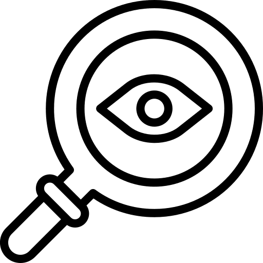 Vision magnifying glass monitoring view icon