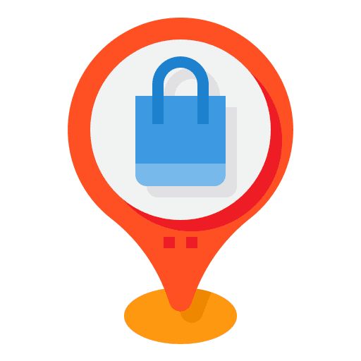 Shopping mall bag maps and location placeholder icon
