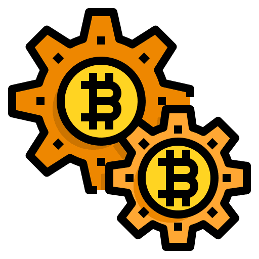 Gear cryptocurrency cogwheel business icon