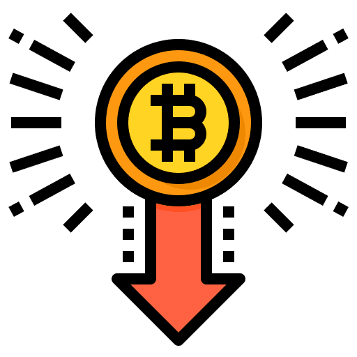 Drop in value business business and finance cryptocurrency icon