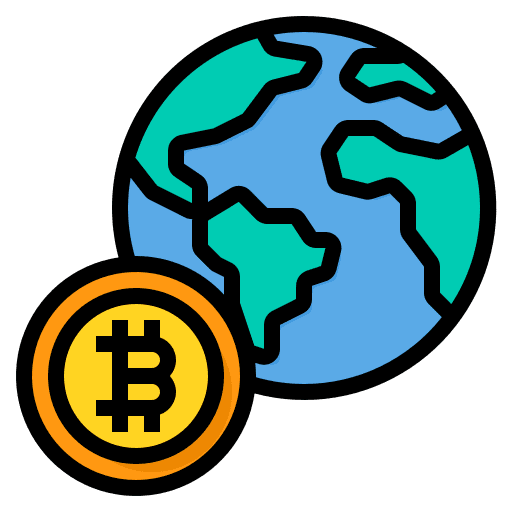 Global currency cryptocurrency business icon Global currency cryptocurrency business icon