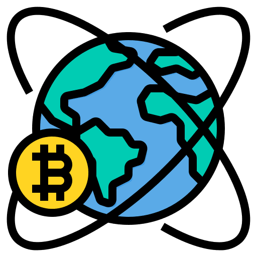 Global world cryptocurrency bitcoin icon
