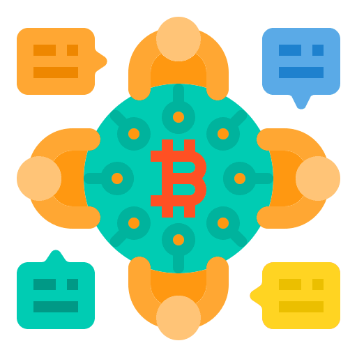 Conference business and finance bitcoin speech bubble icon