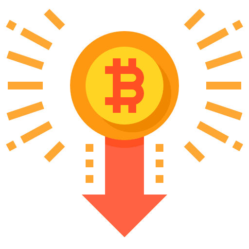 Drop in value bitcoin business and finance business icon