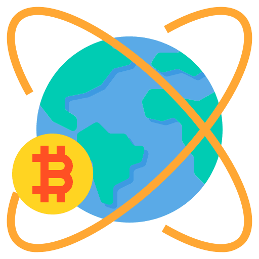 Global banking business bitcoin icon