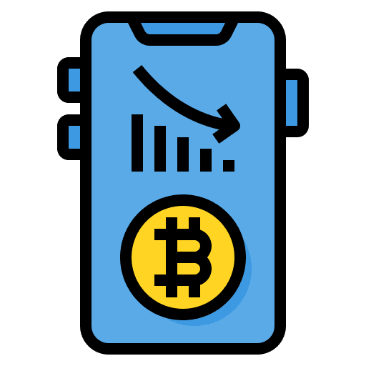 Trade business decrease bitcoin icon Trade business decrease bitcoin icon