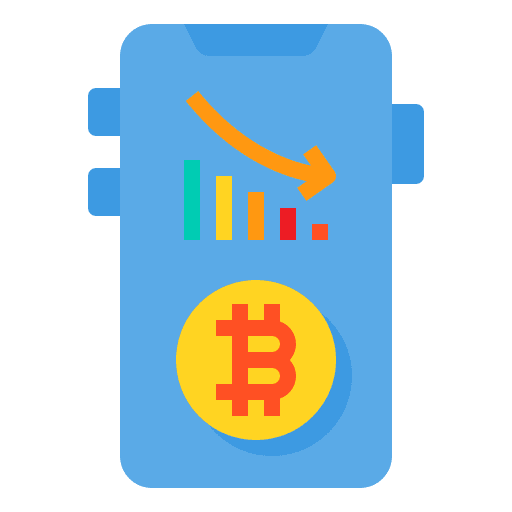 Trade down arrow bitcoin business icon Trade down arrow bitcoin business icon