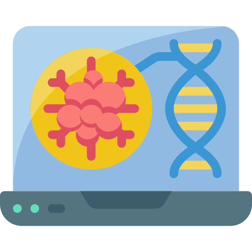 Laptop research healthcare and medical cancer icon