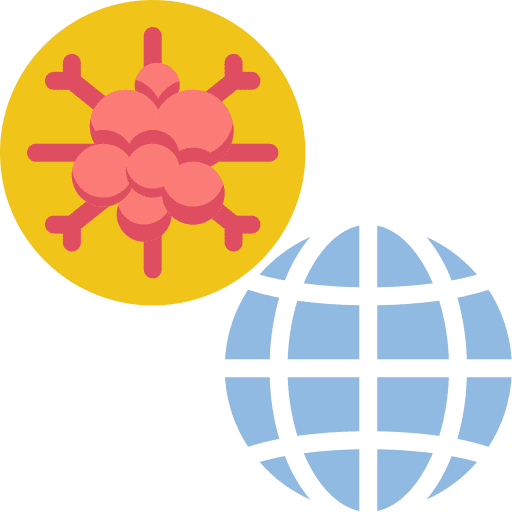Global research internet cell online icon